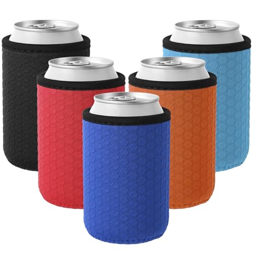 5 Pcs Insulated 12oz Can Sleeve, Reusable Can Cooler Sleeves, Non-slip Neoprene Beer Bottle Cover Holder for 12oz Standard Can Soda and Beer (Colorful1) - color: 12oz Colorful1