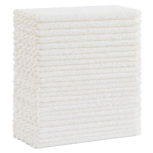 Kitinjoy 24 Pack Kitchen Cloths Dish Towels (7" x 9", White) - color: White, size: 7 X 9 inch- 24 Pack
