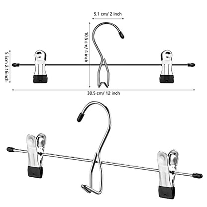 12 Pcs College Dorm Room Supplies Decor Skirt Pants Hangers with Clips Heavy Duty Clip Space Saving Stackable Add on Metal Organization and Storage for Jeans Towels Skirt Trousers Ties Socks