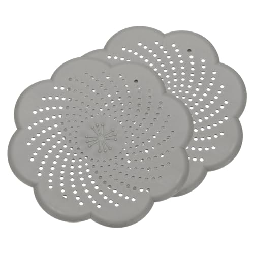 uxcell 2 Pcs Shower Silicone Drain Cover, 5.7 Inch Shower Hair Catcher Drain Cover for Shower Room Bathtubs Kitchen Sink Laundry Room, Gray(Flower) - color: Gray