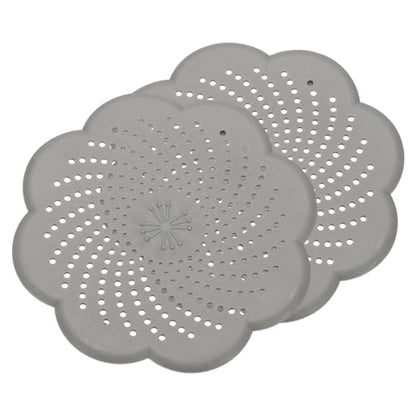 uxcell 2 Pcs Shower Silicone Drain Cover, 5.7 Inch Shower Hair Catcher Drain Cover for Shower Room Bathtubs Kitchen Sink Laundry Room, Gray(Flower) - color: Gray