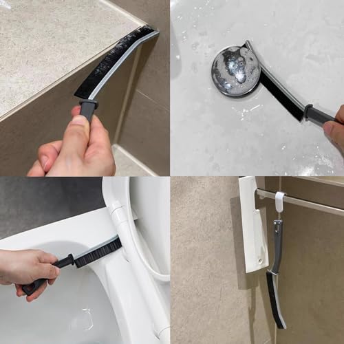 Crevice Cleaning Brush, Hard Bristle Crevice Cleaning Brushes, 3 in 1 Cleaning Brushes for Household Use Multifunctional Gap Cleaning Brush for Bathroom Kitchen Window Groove Corner Small Spaces