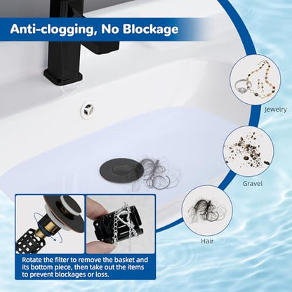 Hibbent Upgraded 3 in 1 Bathroom Sink Drain Strainer, Pop Up Stopper - color: Oil-rubbed Bronze