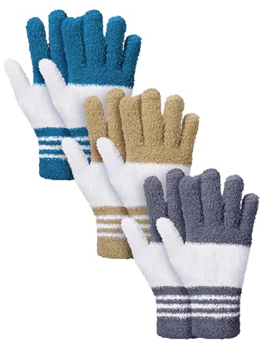 Patelai 3 Pairs Microfiber Dusting Gloves for Plants Leaf, Large - color: Dark Blue, Gray, Khaki, White, size: Large