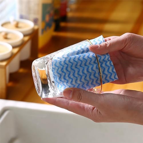 Blue Disposable Kitchen Cleaning Towel Heavy Duty Cleaning Rags Disposable Dish Cloths 100 Count/Pack - color: Blue-100counts