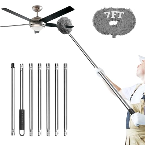Eunice Ceiling Fan Cleaner Duster with Extension Pole,Grey 7FT - color: Gray, size: 7FT