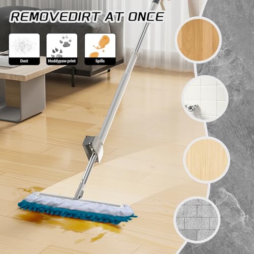 Mop Slippers Socks Floor Cleaning,Microfiber Shoe Covers dust Washable Reusable for Woman Man House Kitchen 2 Pcs (Blue)