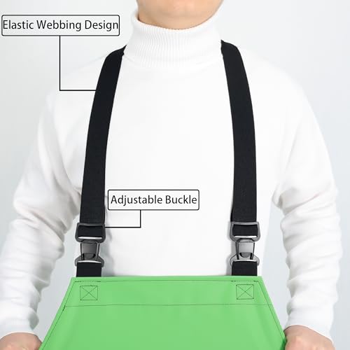 Heavy Duty Waterproof Apron,PVC, Adjustable Cross Strap,Chemical Resistant, for Butchering, Dishwashing, Food Factory - color: Green