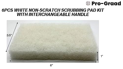 Handled Bath Scrubber 6 Piece White Non-Scratch Cleaning Scrub Sponge