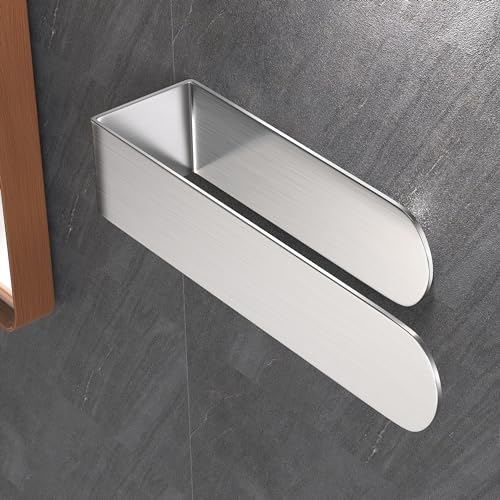 HUFEEOH Hand Towel Holder, Silver Hand Towel Bar, Self Adhesive Bathroom Towel Bar Stick on Wall, Stainless Steel Brushed - color: Silver, size: 8 Inch