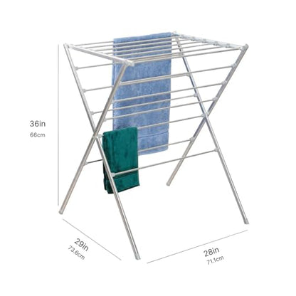 TOTES BABIES Premium Aluminum Foldable Laundry Rack for Air Drying Clothing, Towels and Linens, Easy Assembly, Energy Saving, 12 Rails, Conveniently 36 Inches Tall