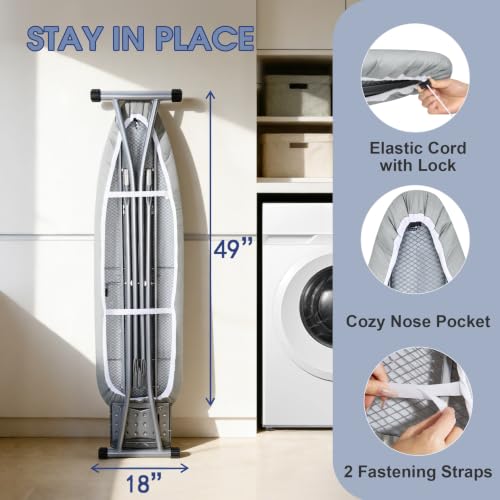 Ironing Board Cover and Pad, Extra Wide, 18" x 49", Blue - color: Blue, size: 18x49