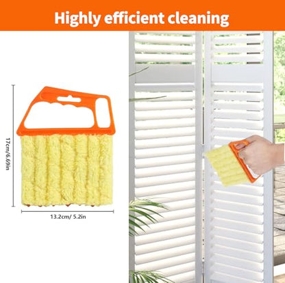 6 Pcs Window Venetian Blind Cleaner Duster Tool, Microfiber 6 Finger Duster Brush for Cleaning Window Shutters, Air Conditioner, Wood & Vinyl Blinds, Includes 6 Cloth Covers