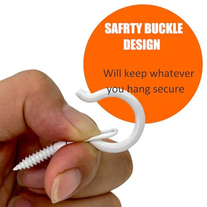 Q Hanger Hooks White 20PCS - Screw in Hooks with Safety Buckle Design - size: Q-Hanger White 20Pcs