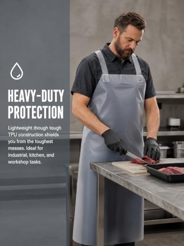 Molaxhome TPU Waterproof Apron Lightweight Oil-resistant Chef Apron - color: Transparent