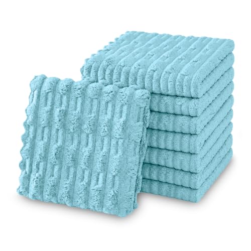 kimteny Microfiber Dish Cloths for Washing Dishes 8 Pack, Lake Blue - color: Lake Blue, size: 12 x 12 - 8 Pack