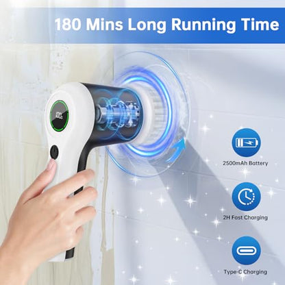 PUFTEM Electric Spin Scrubber, Cordless Shower Scrubber - color: White