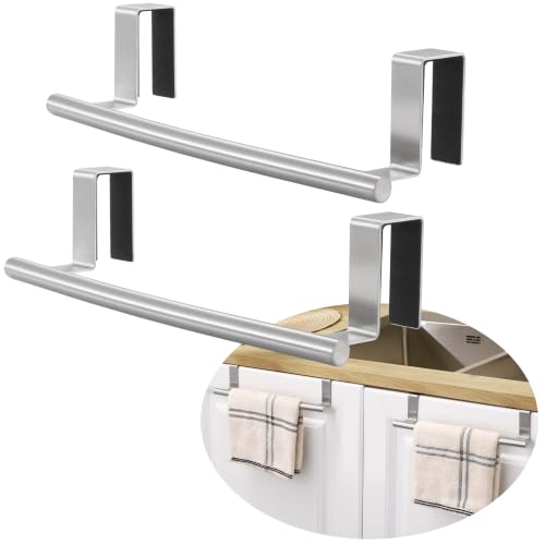 KES Over The Cabinet Door Towel Rack, Kitchen Towel Holder, 2 Pack - color: Brushed Finish