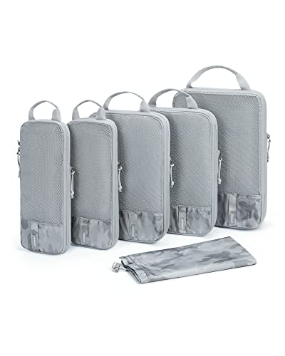 BAGSMART Compression Packing Cubes for Travel Essentials - color: Camouflage Grey, size: Set of 6