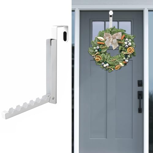 2PCS Over Door Hooks Hanger,Foldable Over Door Drying Laundry Hooks for Hanging Clothes 6 Groves Over Door Towel Racks for Clothes,Coat, Behind Back of Door Bathroom, Bag and Robe( Bright white)