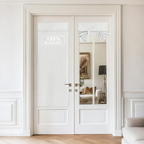 NICETOWN Linen Blended Door Curtain 100% Blackout Window Cover - color: Birch, size: 26"W x 72"L (Pack of 1)