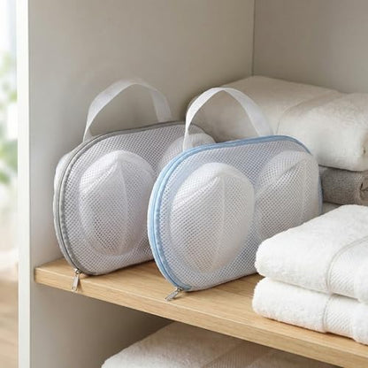 2 Pack Bra Wash Bags with Hooks, 3D Mesh Laundry Bags for Bras