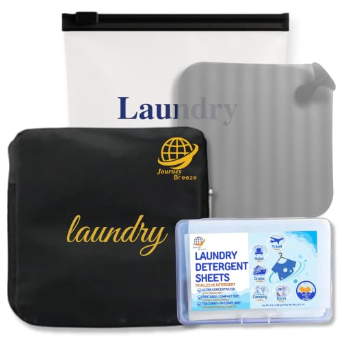 Travel Laundry Detergent Sheets 30 Pack – Hand Wash or Machine Wash Travel Detergent with Universal Sink Stopper and Foldable Laundry Bag Best for Cruise, Hotel, Camping & On-the-Go Washing - style: Travel Laundry Sheets + Sink Stopper + Laundry Bag