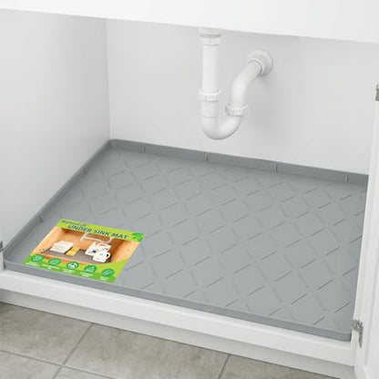 Mateeylife Under Sink Mat Kitchen Waterproof, Silicone Sink Tray 22"X19" - color: Light Grey, size: 19"W x 22"L