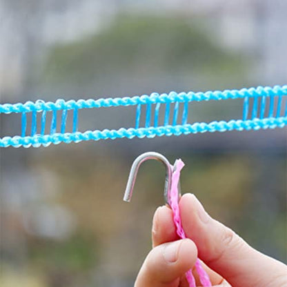 Clothesline Rope 26 ft Heavy Duty Nylon Windproof Stable Indoor Outdoor Laundry Drying Line Load 50 lb with 4 Hooks Adjustable Tightener for rtment Travel Camping - color: Blue