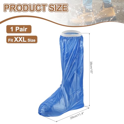 HARFINGTON Waterproof Shoes Cover L (US 8) Non-Slip Overshoes with Zipper - color: Blue, size: XXL (US 8)