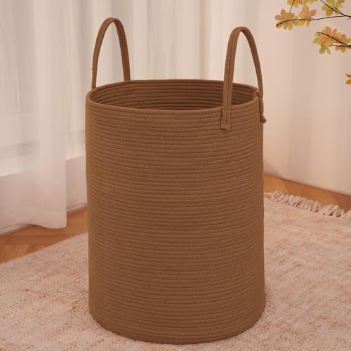 JMvicyroam 60L Cotton Rope Laundry Basket Hamper, Golden Jute - color: Golden Jute, size: 60L