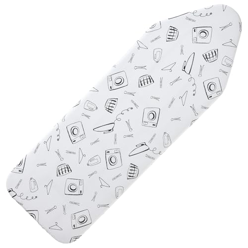 Seiritex Extra Wide Ironing Board Cover and Pad 18 x 54 inch Heat Reflective with Hook and Loop Fasteners, Thick Padding with Elasticized Edges, 3 Layers Iron Board Cover (White) - color: White, size: 18x54