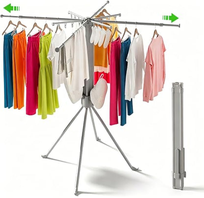 cjc Foldable Clothes Drying Rack, Extra Stable Heavy Duty-100Lbs Load - color: Grey-8 Rods