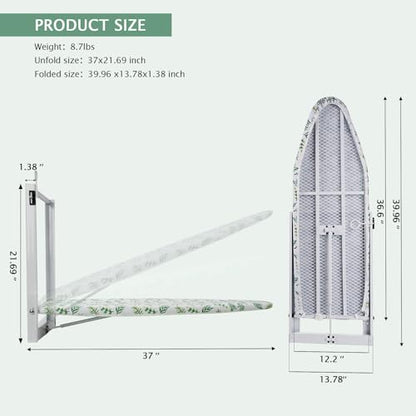 SheeChung Wall Mounted Ironing Board 36"X12",Foldable Ironing Board,Yellow - style: 36x12-Wall Mounted Green