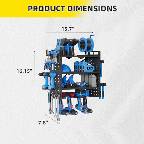 Power Tool Organizer Wall Mount, 16 Inch 4 Drills Holder