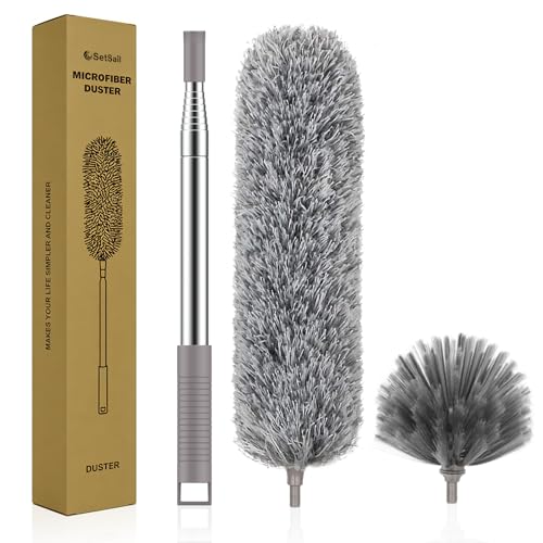 SetSail Dusters and Cobweb Brush with Extension Pole for Cleaning, Gray - color: Gray, size: Cobweb Brush&Duster