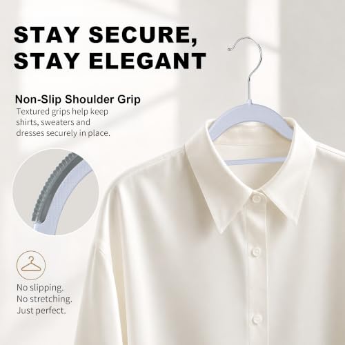 50 Pack Plastic Clothes Hangers, Non Slip, Gray