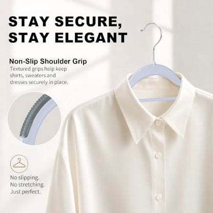 50 Pack Plastic Clothes Hangers, Non Slip, Gray