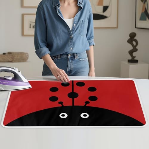 Cute Iron Mat Blanket Travel Foldable Ladybugs Ironing Pad Fabric Ironing Board Cover for Top of Tabletop,Brown Thick & Large Portable Iron Pads 32 x 16 Inch - color: Ladybugs
