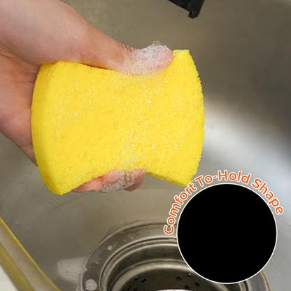 6-Pack Non-Scratch Kitchen Sponges – Durable Dish Sponges for Dishes, Pots, and Pans, Perfect for Cleaning Stainless Steel, Dishwashing, and More, Yellow - color: Yellow