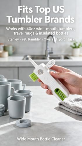 4‑in‑1 Cup Lid Cleaning Brush, Gap & Seal Ring Scrubber. - color: White