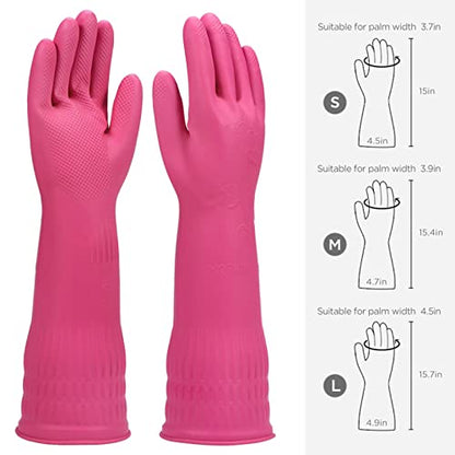 Dishwashing gloves 2 Pairs for kitchen,Rubber cleaning gloves,Long dish gloves reuseable. - color: Pink, size: Small (Pack of 2)