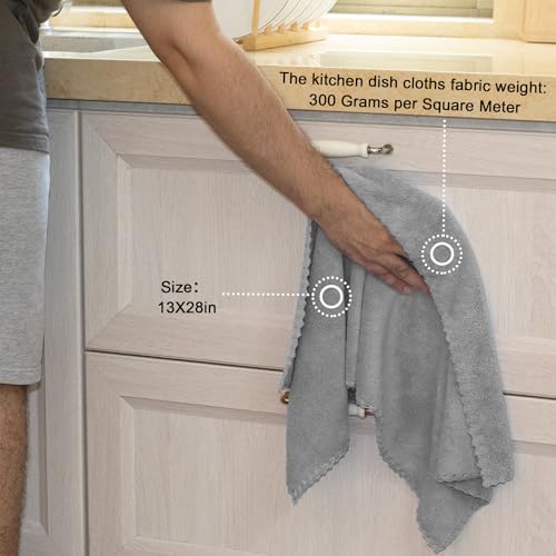 kimteny 8 Pack Microfiber Kitchen Dish Towels for Washing Dishes, Grey - color: Grey, size: 13x28 - 8 Pack