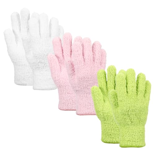 uxcell Microfiber Gloves, Reusable Washable Plant Dusting Gloves Cleaning Mittens for Auto Plants Household Kitchen - color: Pink/Grass Green/White