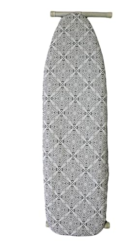 Ironing Board Cover and Pad with Straps - Scorch Resistant Silicone Coating, Fits Standard Size Boards, Elastic Edges for Secure Fit, 100% Cotton Cover, by Dependable Industries