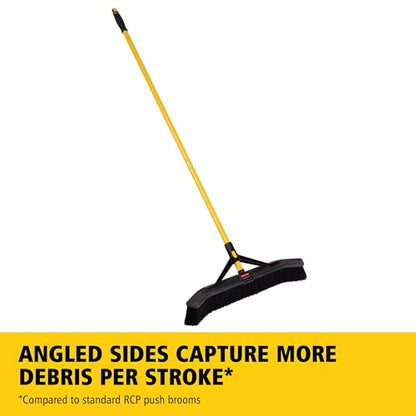 Rubbermaid Commercial Products Maximizer 36" Push to Center Push Broom Polypropylene Fill Black Angled Sides Medium Bristles for Indoor/Outdoor Multi-Surface Use - style: 36" Multi-Purpose Pushbroom