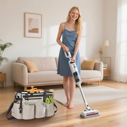 IBVIVIC Wearable Cleaning Caddy Bag for Cleaning Supplies, White - color: White
