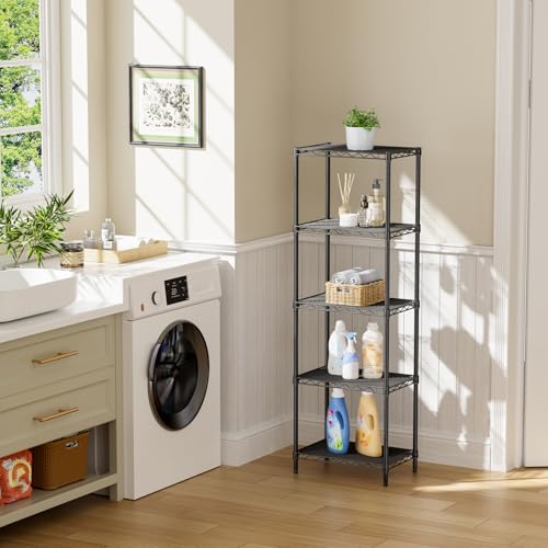 SINGAYE Metal Shelves Wire Shelving Storage Standing Adjustable Shelf Unit - color: Black, size: 5 Tier 10"Dx16"Wx55"H