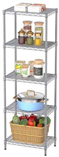 SINGAYE Metal Shelves Wire Shelving Storage Standing Adjustable Shelf Unit - color: Grey, size: 5 Tier 10"Dx16"Wx55"H