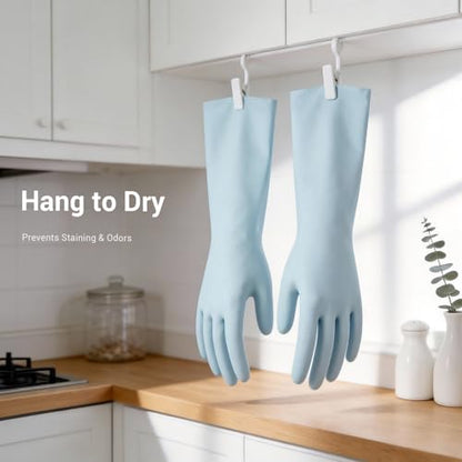 ThxToms 2 Pair Nitrile Dishwashing Cleaning Gloves,with Cotton Flocked Liner,Skin-Friendly & Anti-Slip Design,Y&P - size: Small